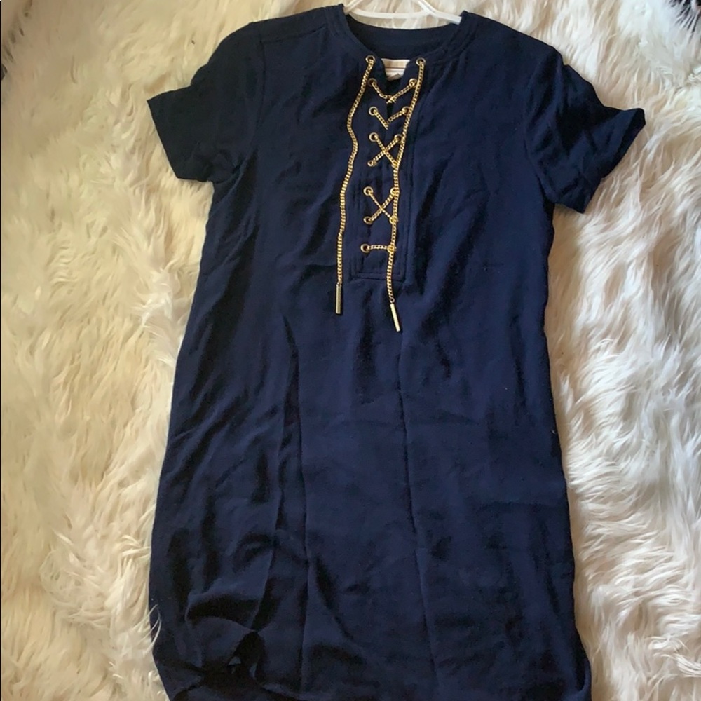 Navy Michael kors chain lace up dress